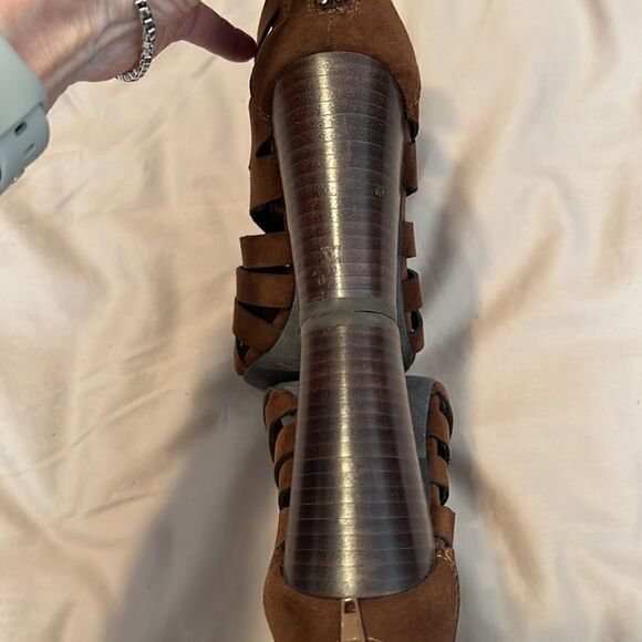 Carlos Santana Polly size 9.5 fabric zip back heeled sandals GUC No box - Picture 6 of 16